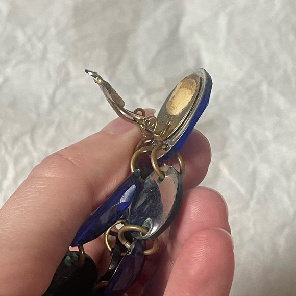 Amy Jo New York Blue Crystal Long Dangle Earrings - Picture 7 of 9